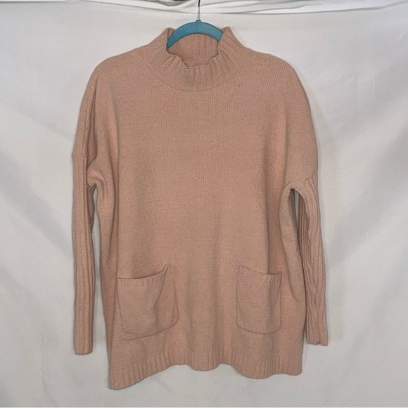 J. Jill Sweaters - J. Jill Chenille Mock Neck Tunic Sweater w/ Pockets Dusty Pink XS EUC